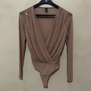 Diamond studded onesie long sleeve